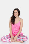 Zivame Bohemian Blooms Woven Pyjama Set - Candy Pink — thumbnail 4